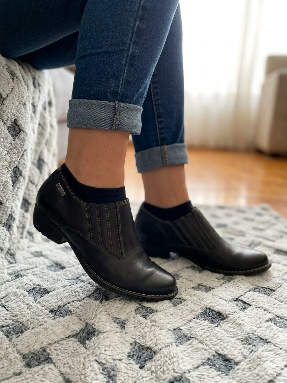 Pikolinos Black Leather Slip On Shooties Womens Booties Ankle Shoes 39/8.5 US